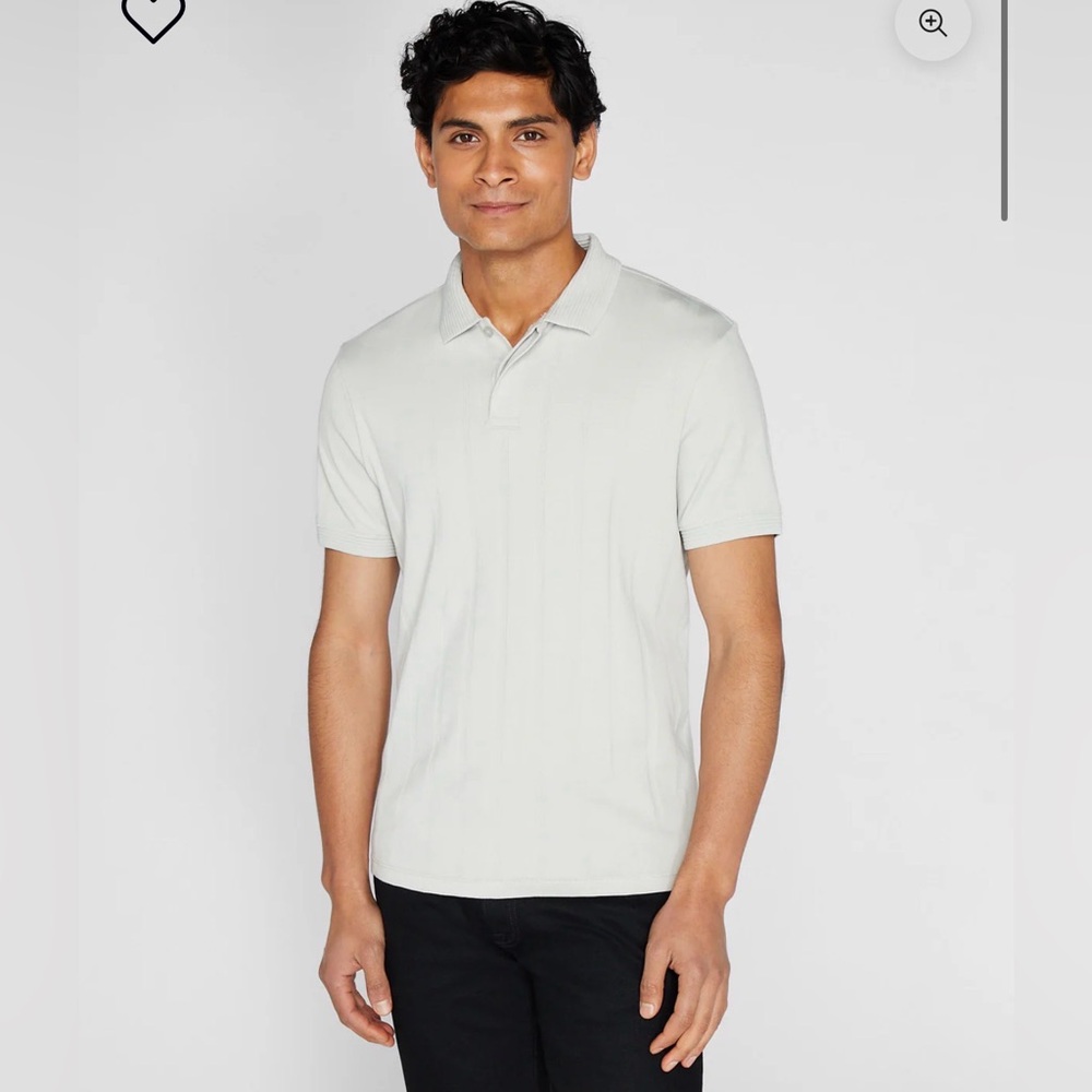 Club Monaco Light Gray Ribbed Polo Shirt
